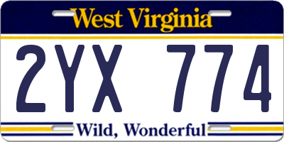 WV license plate 2YX774
