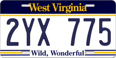 WV license plate 2YX775