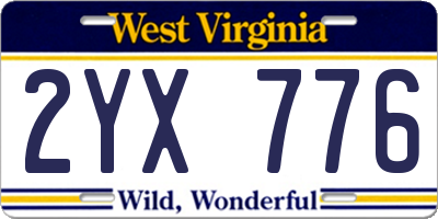 WV license plate 2YX776