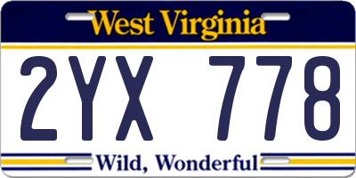 WV license plate 2YX778