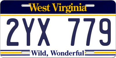 WV license plate 2YX779