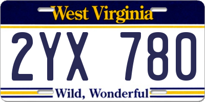WV license plate 2YX780
