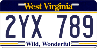 WV license plate 2YX789