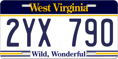WV license plate 2YX790