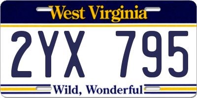 WV license plate 2YX795