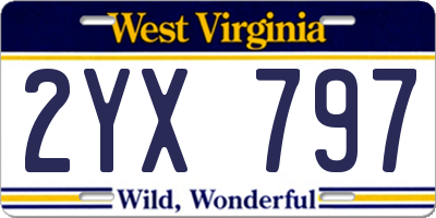 WV license plate 2YX797