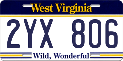 WV license plate 2YX806