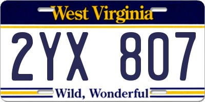 WV license plate 2YX807