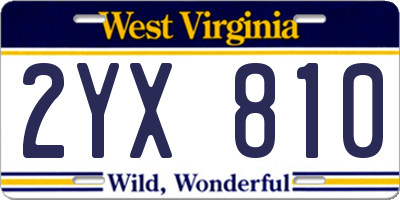 WV license plate 2YX810