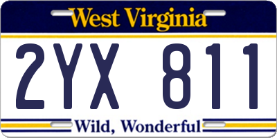 WV license plate 2YX811