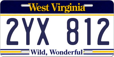 WV license plate 2YX812