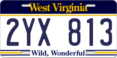 WV license plate 2YX813