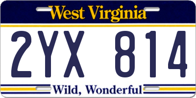 WV license plate 2YX814
