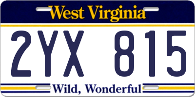 WV license plate 2YX815