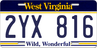 WV license plate 2YX816