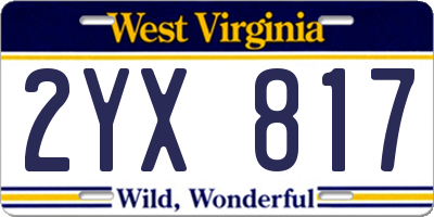 WV license plate 2YX817