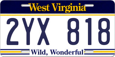 WV license plate 2YX818