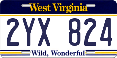 WV license plate 2YX824