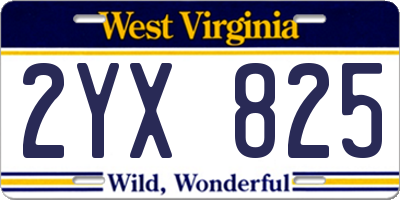 WV license plate 2YX825