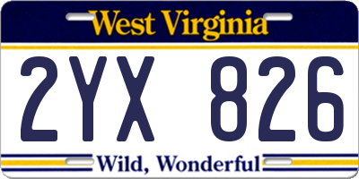 WV license plate 2YX826