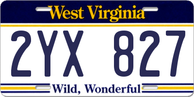 WV license plate 2YX827