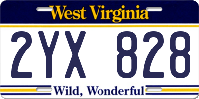 WV license plate 2YX828