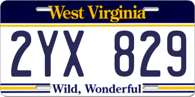 WV license plate 2YX829