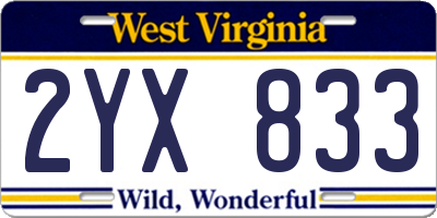WV license plate 2YX833