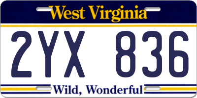 WV license plate 2YX836