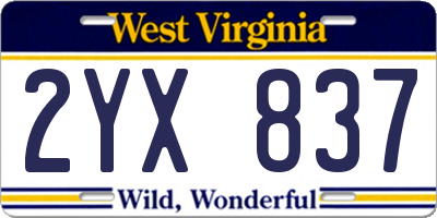 WV license plate 2YX837