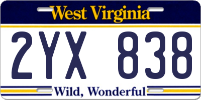 WV license plate 2YX838