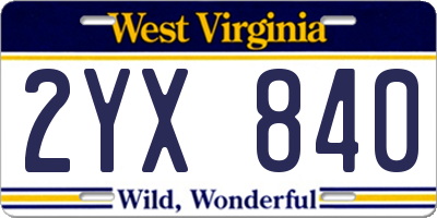 WV license plate 2YX840
