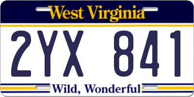 WV license plate 2YX841