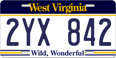 WV license plate 2YX842