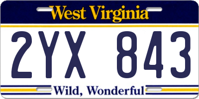 WV license plate 2YX843