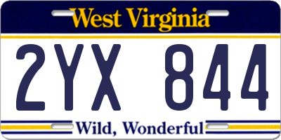 WV license plate 2YX844