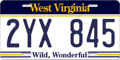 WV license plate 2YX845