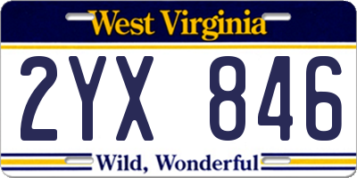 WV license plate 2YX846