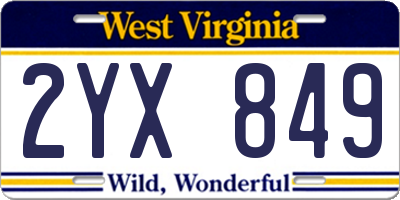 WV license plate 2YX849