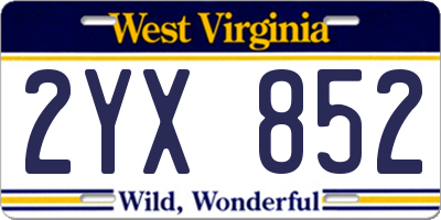WV license plate 2YX852