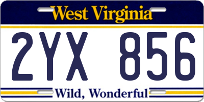 WV license plate 2YX856