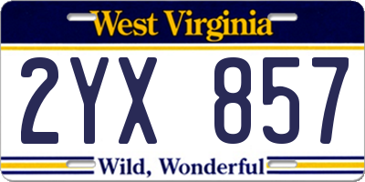 WV license plate 2YX857