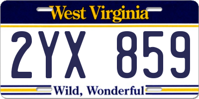 WV license plate 2YX859