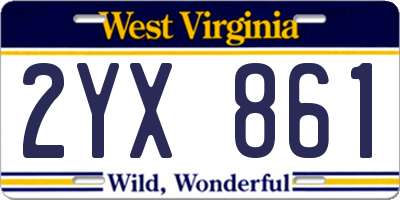 WV license plate 2YX861