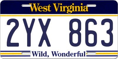 WV license plate 2YX863