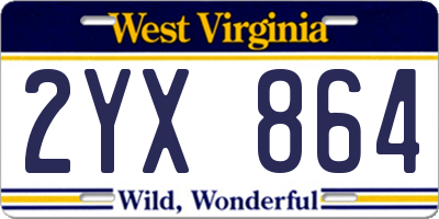 WV license plate 2YX864