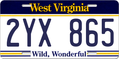 WV license plate 2YX865