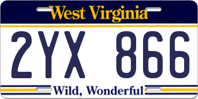 WV license plate 2YX866
