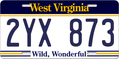 WV license plate 2YX873