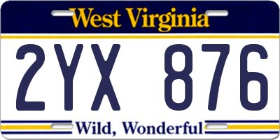 WV license plate 2YX876